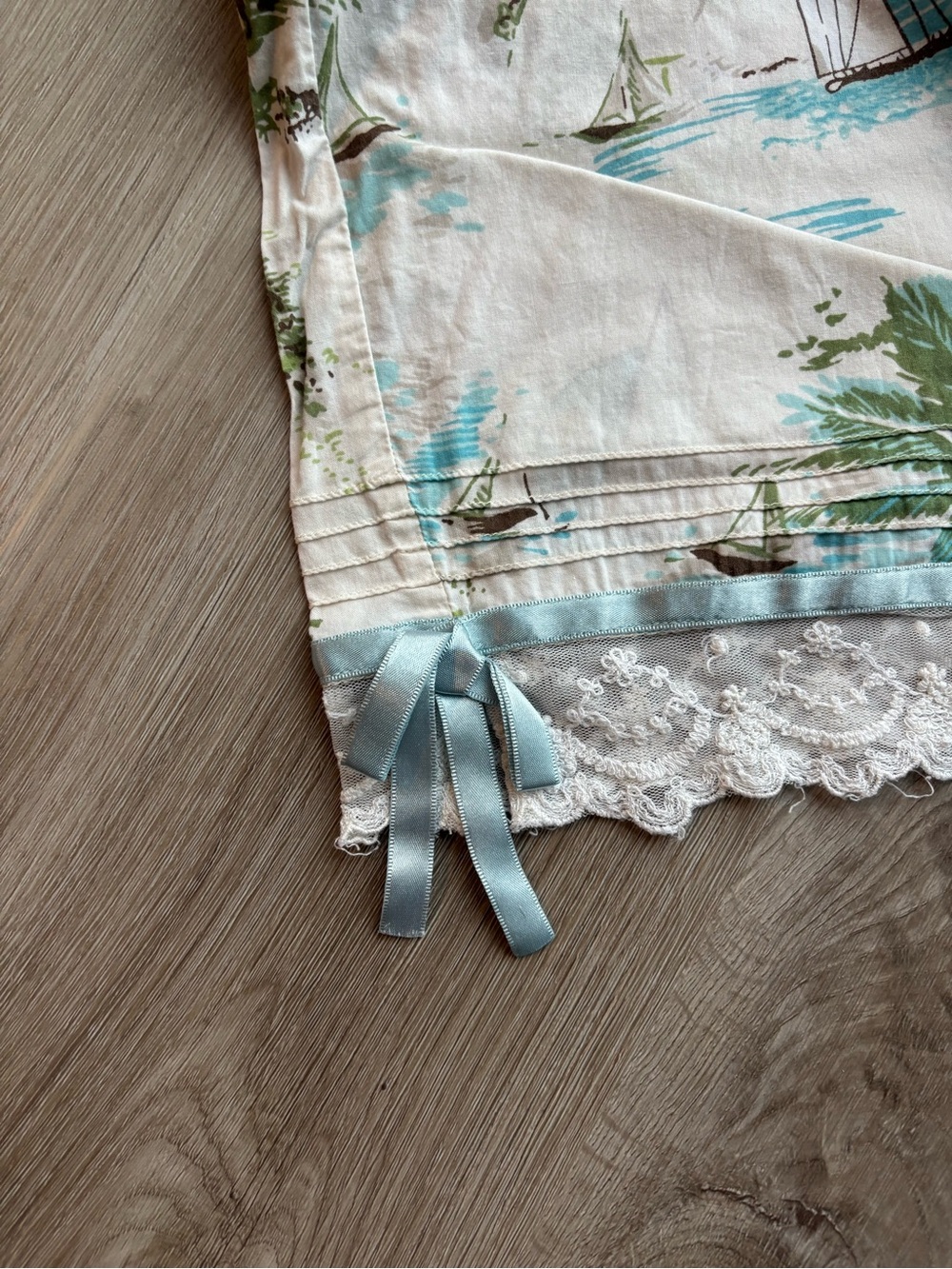 Valerie Stevens White and Teal Palm Tree & Sailboat Cami Pajama Set- 100% Cotton - Picture 2 of 4